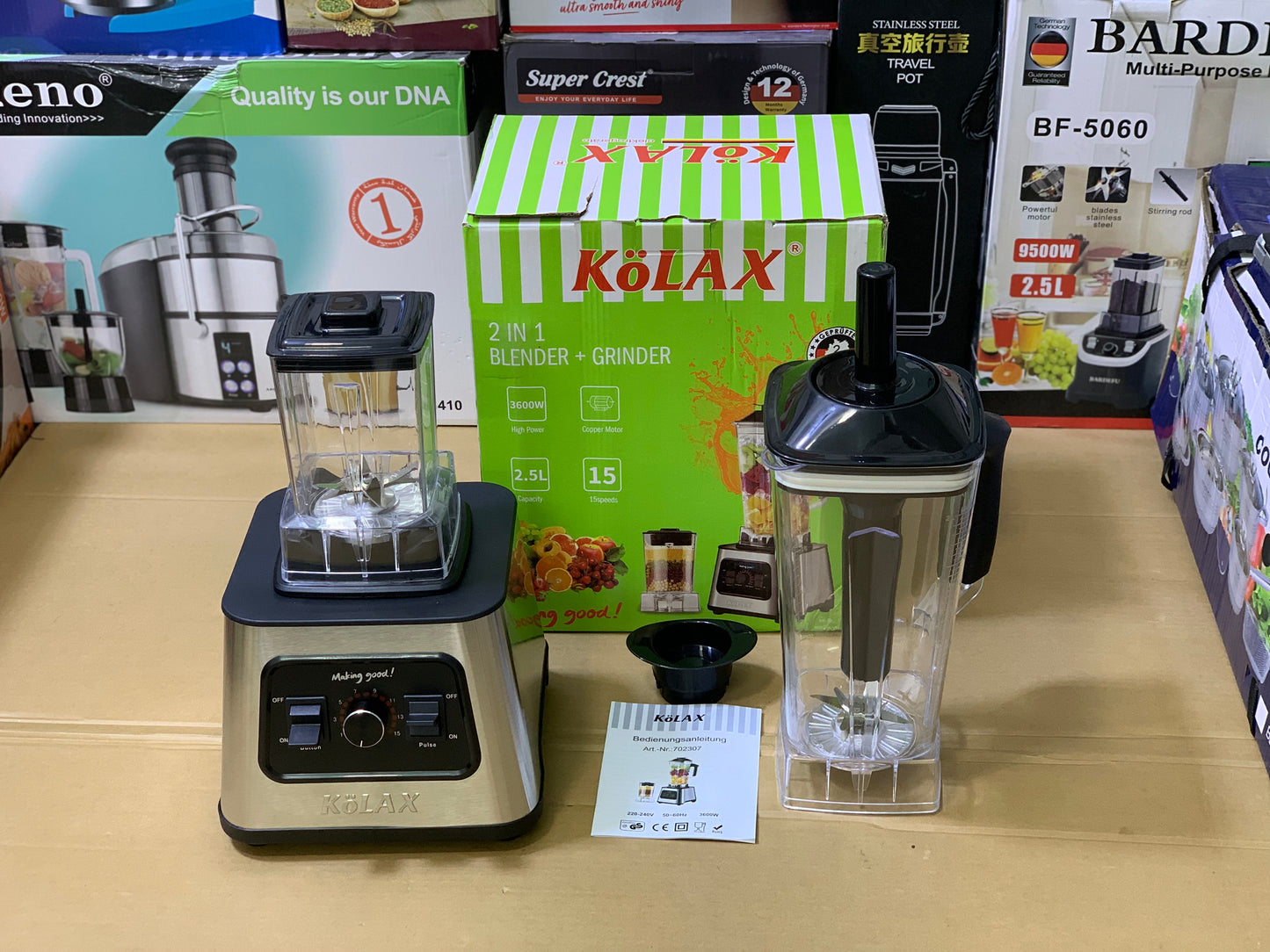Kolax 2in1 Blender and grinder 3600watt 2.5L Stainless Steel blades