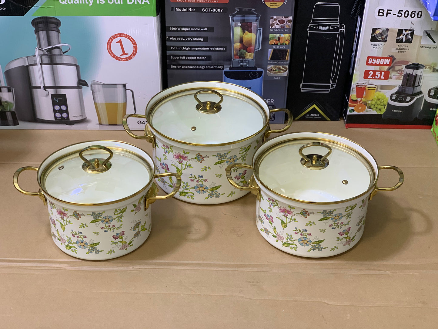Enamel Coating 6 Piece Cookware set Nonstick Stainless Steel handles