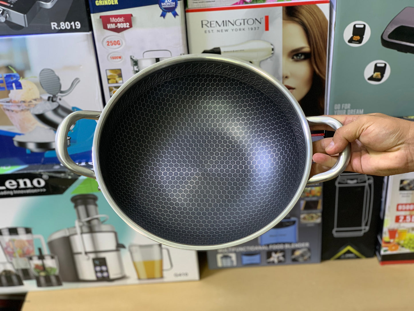 Laser Coating Honeycomb Pattern Karahi Set Nonstick and Stainless Steel