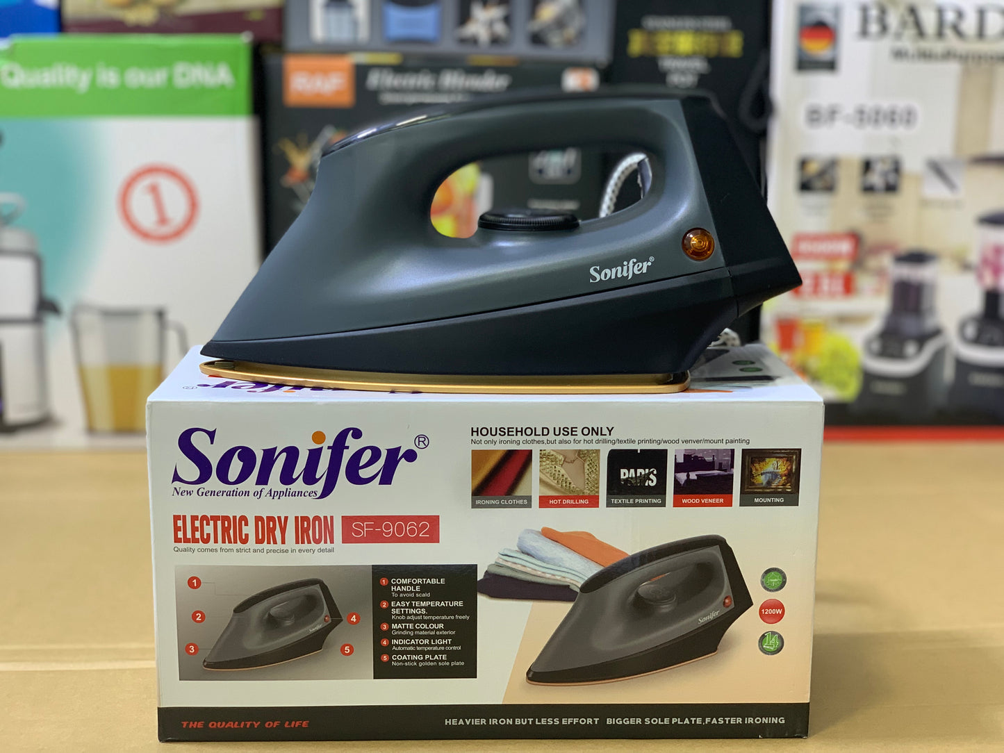 Sonifer Electric Dry iron SF-9062 1200w Non Stick Soleplate