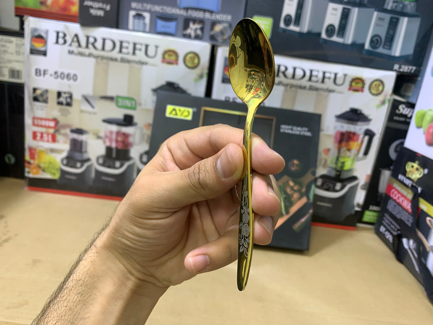 AYD Brand 24 Pieces Golden Cutlery Set Flower design | Stainless Steel