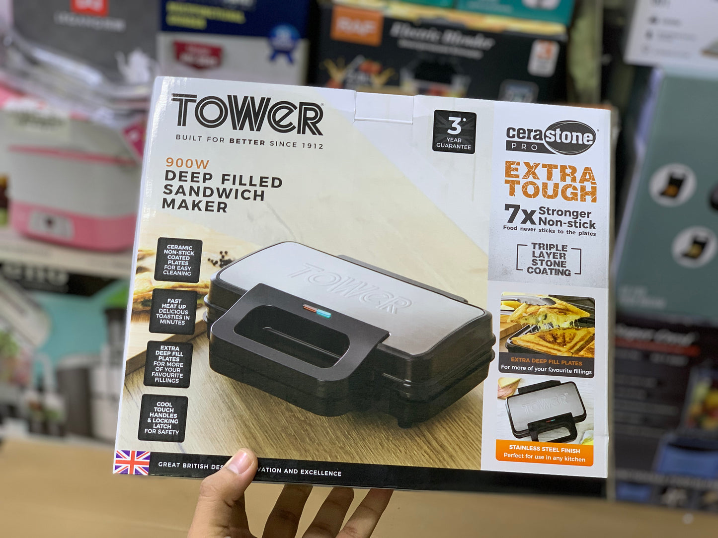 Tower brand Sandwich maker 900 watt and Nonstick and Easy To Clean | Sandwich maker