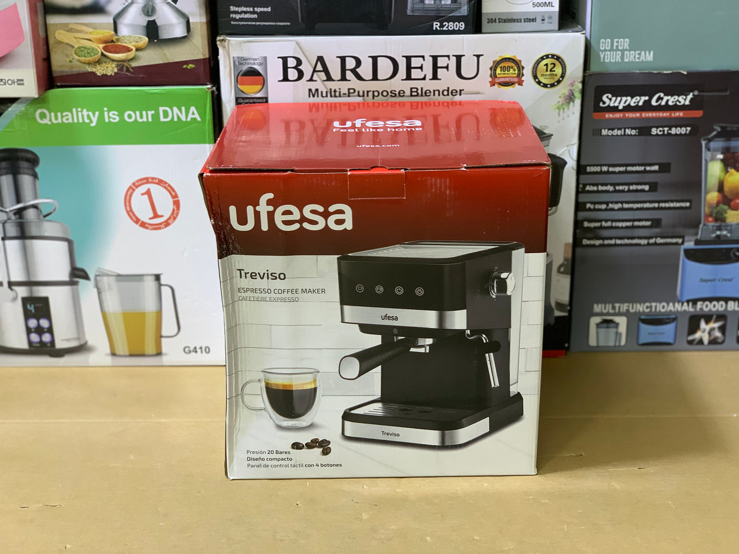 Ufesa Brand Coffee and Espresso Maker 1050w and 1.5L Stainless Steel