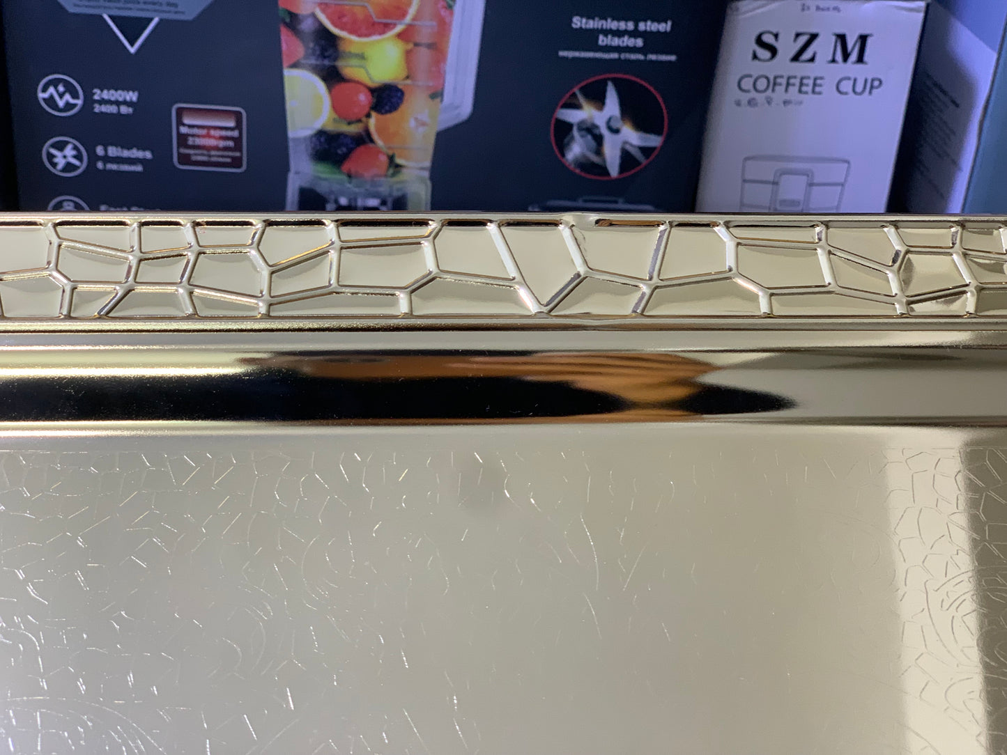 Golden 3 Pieces Stainless Steel serving tray | Serving plate