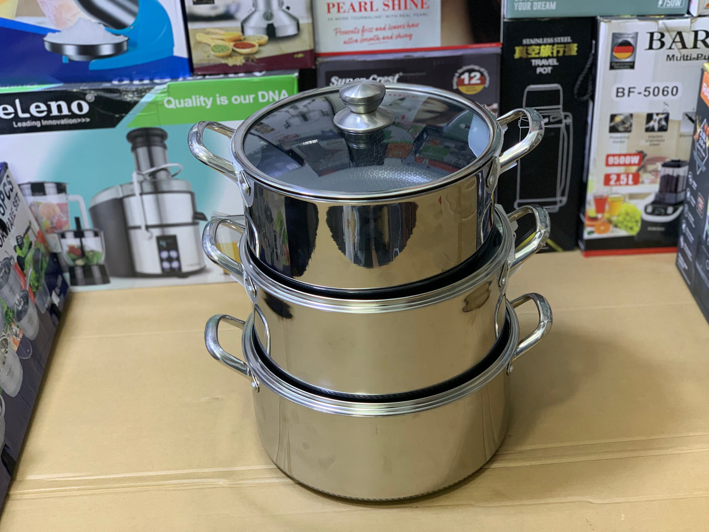 Laser Coating Honeycomb Pattern Deep Casseroles Set