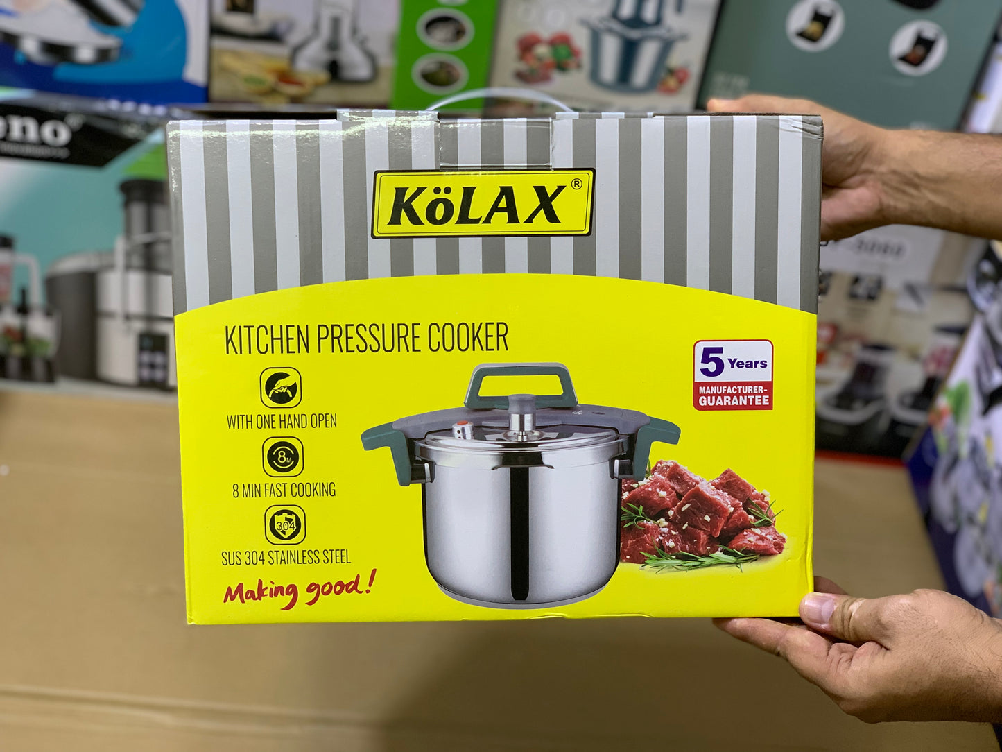 Kolax brand 6L Pressure Cooker 2in1 Easy Lock and unlock Stainless Steel