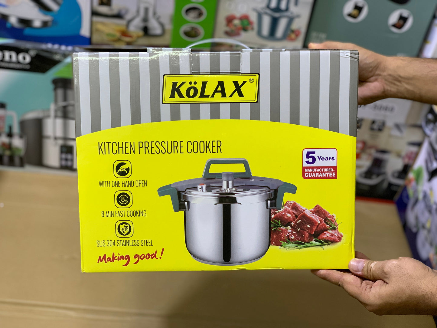 Kolax brand 6L Pressure Cooker 2in1 Easy Lock and unlock Stainless Steel