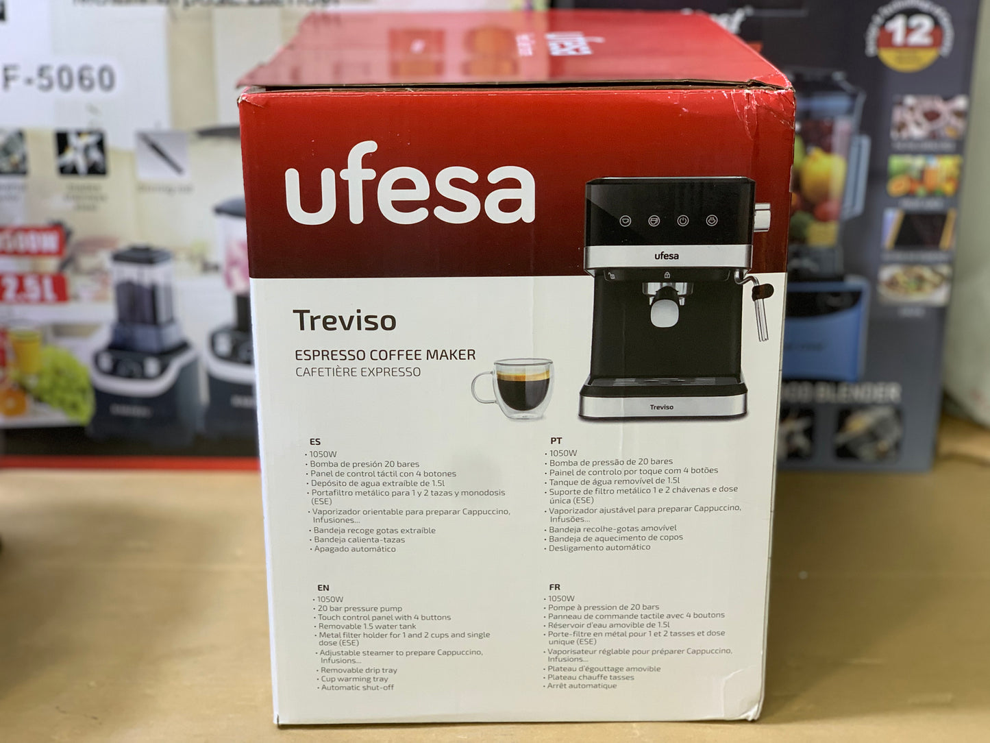 Ufesa Brand Coffee and Espresso Maker 1050w and 1.5L Stainless Steel