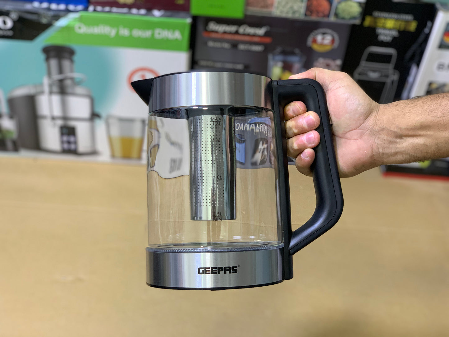 Geepas Glass Tea Kettle 1.8L and 2200watt | Automatic Cut Off |Model:GK38049N