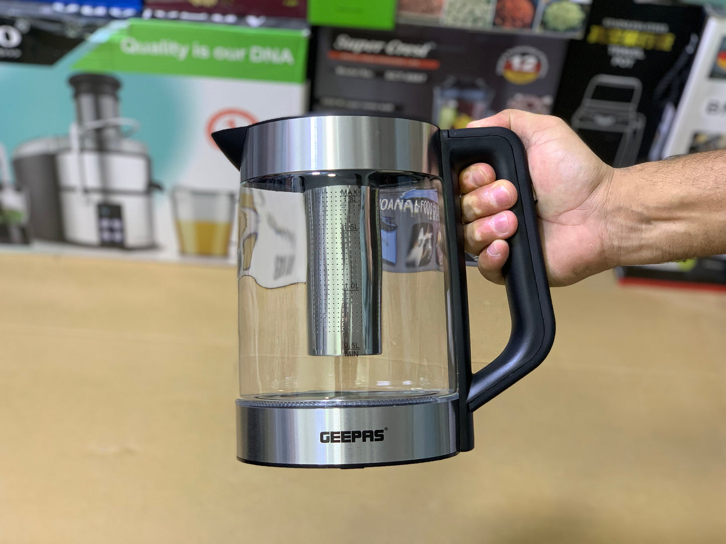 Geepas Glass Tea Kettle 1.8L and 2200watt | Automatic Cut Off |Model:GK38049N