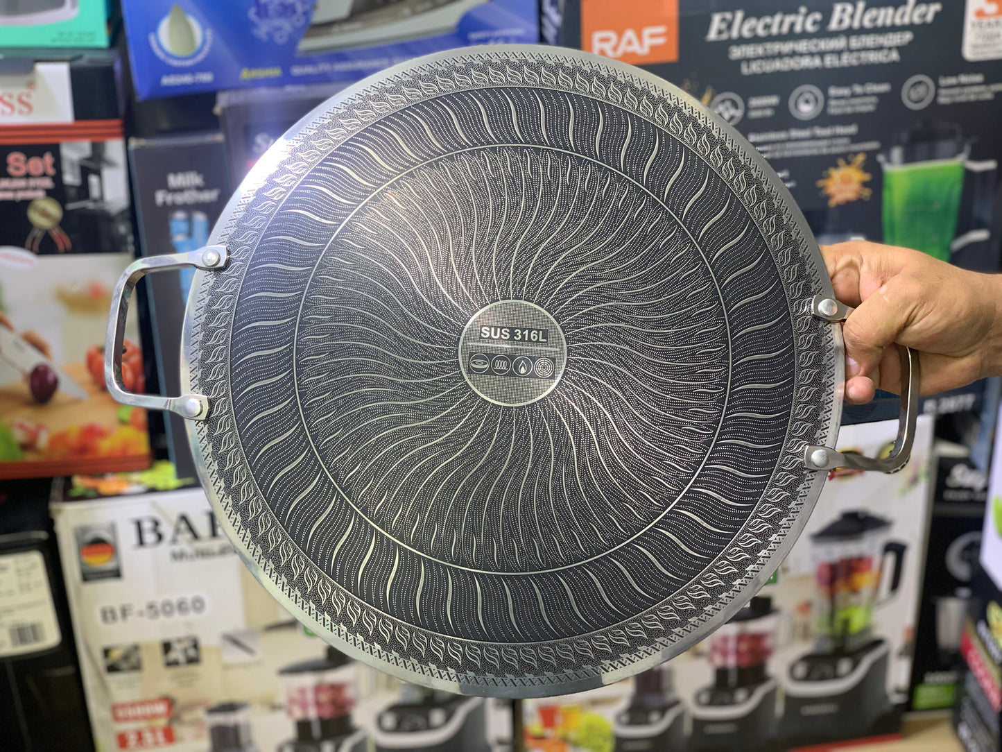Laser Coating Honeycomb pattern New design Tawa | sus316 stainless steel