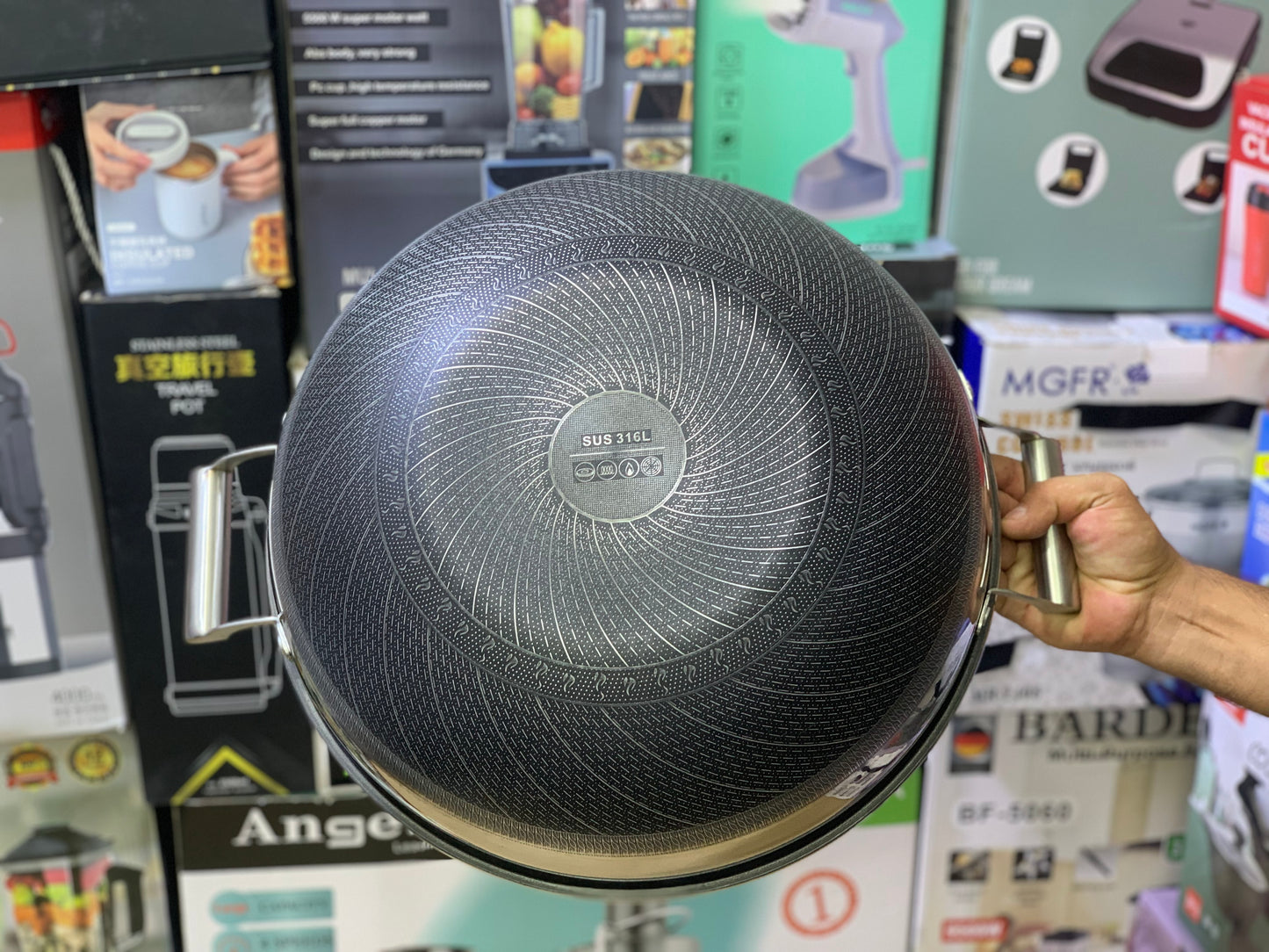 Laser Coated Honeycomb Pattern Deep Handi/Karahi stainless steel
