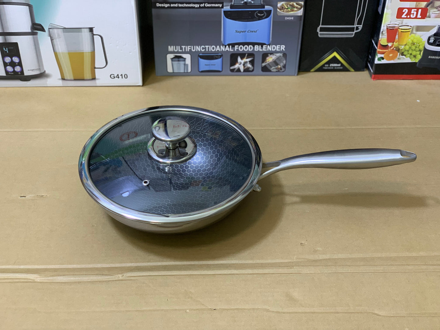 Laser Coating Honeycomb Pattern deep frying pan nonstick and stainless steel