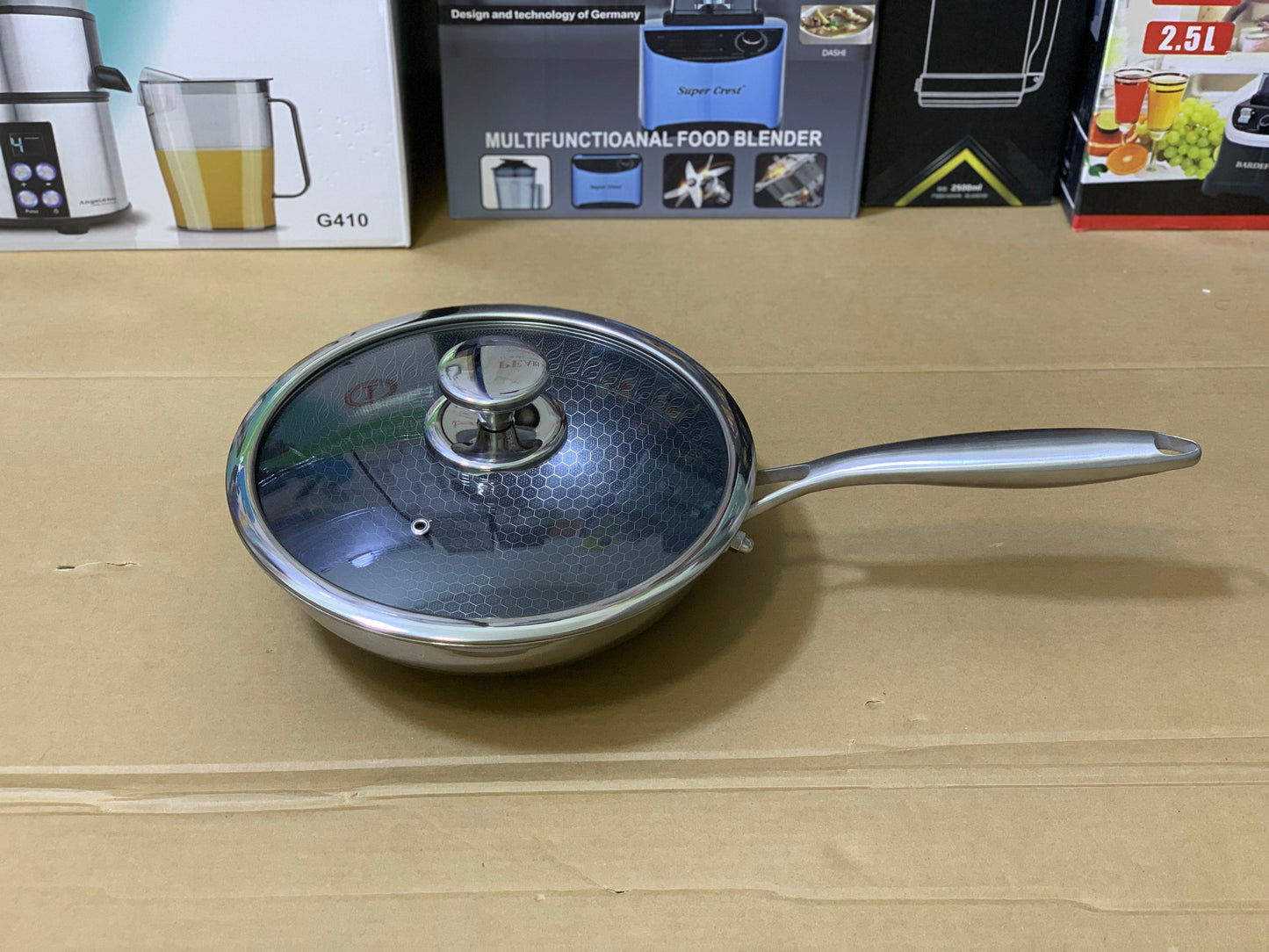 Laser Coating Honeycomb Pattern deep frying pan nonstick and stainless steel