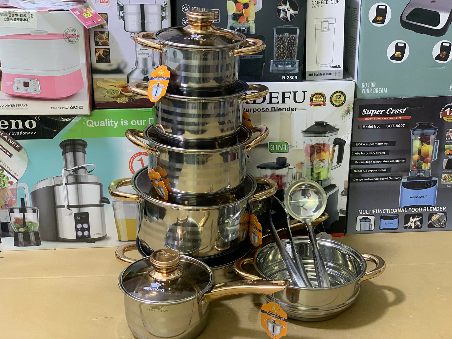 Stniithanz 16 Pieces Cookware set Stainless Steel and 5 layer bottom | cookware set
