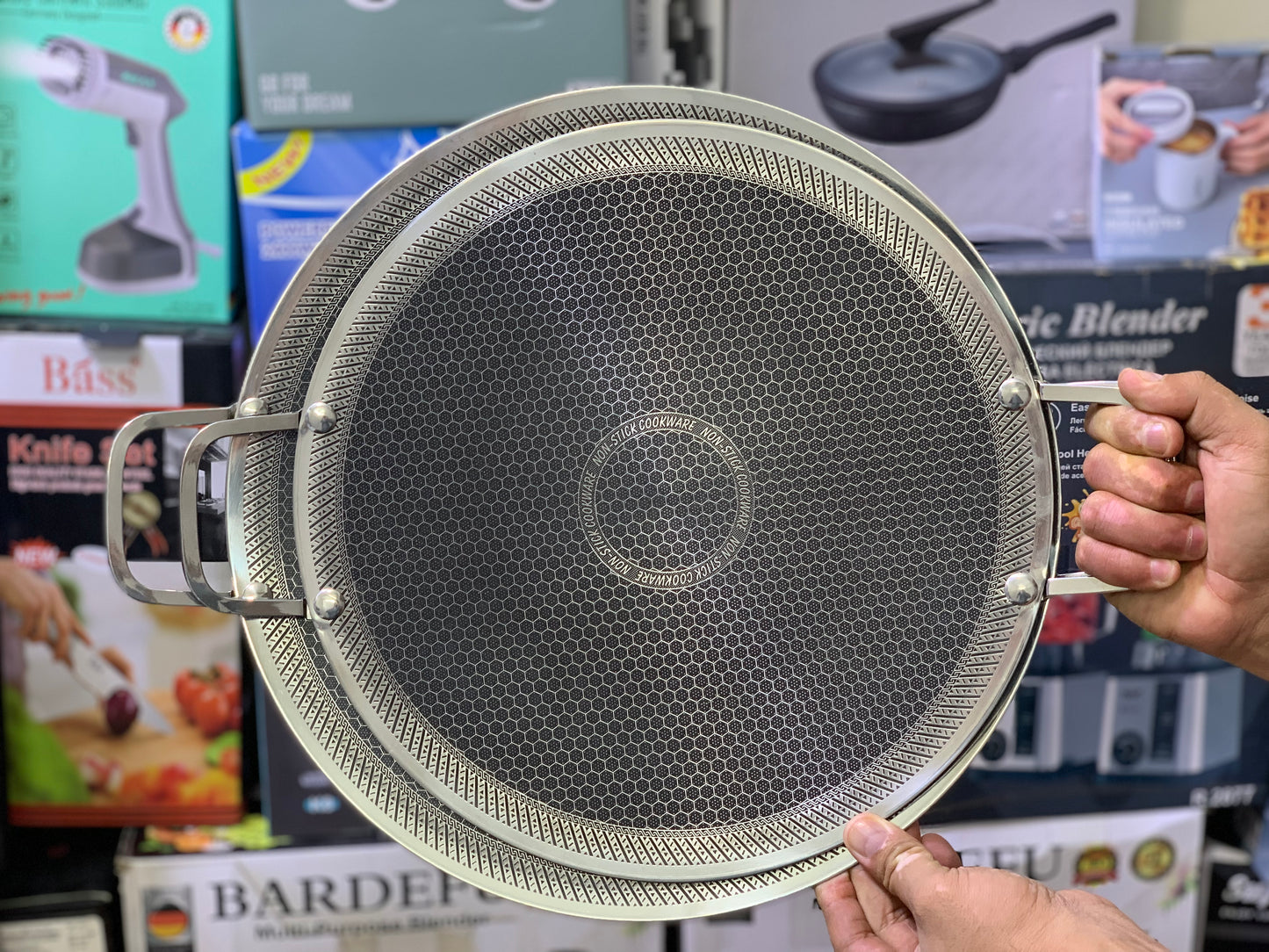 Laser Coating Honeycomb pattern New design Tawa | sus316 stainless steel
