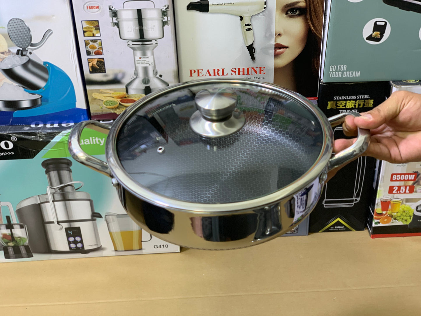 Laser Coating Honeycomb Pattern Shallow Casseroles Set