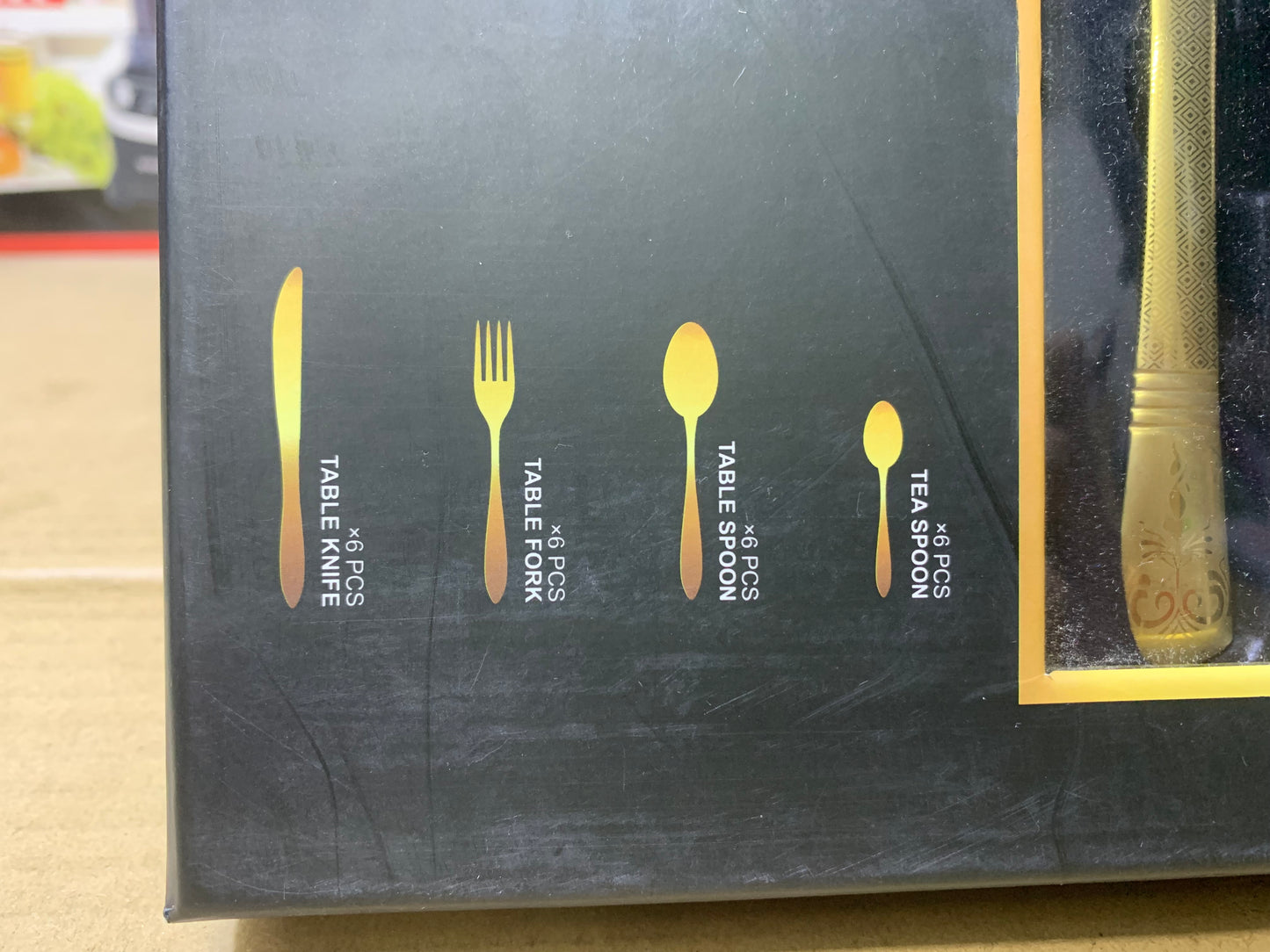 AYD Brand 24 Pieces Golden Cutlery Dotted Design | Stainless Steel