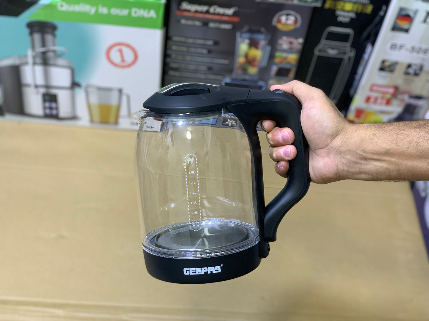 Geepas Electric Glass Tea Kettle 1.8L and 1500watt | Automatic cut off | Model:K9901B