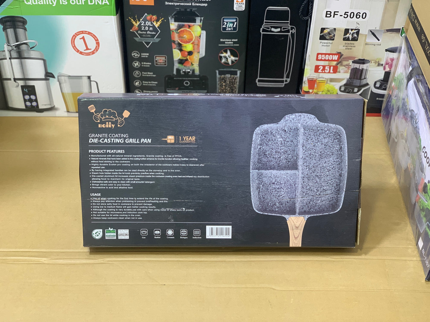 Uiioy Brand Granite Coating Die-Casting Grill Pan 28cm Pure Nonstick