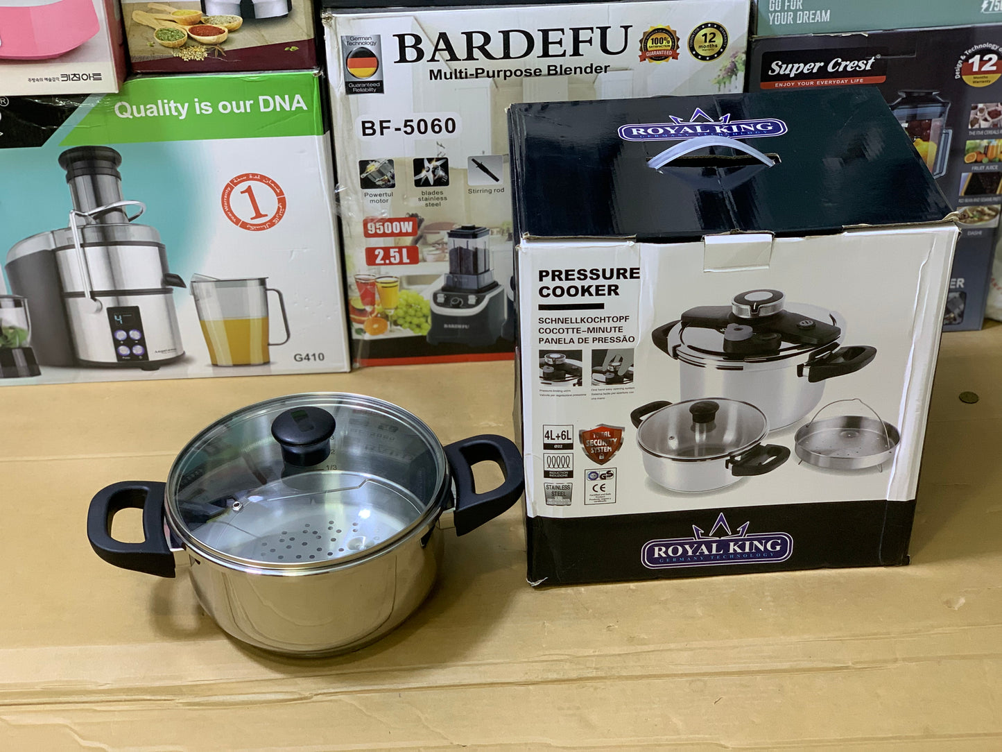 Royal King Pressure Cooker 4L and 6L stainless steel Easy lock and unlock | Advance Safety |