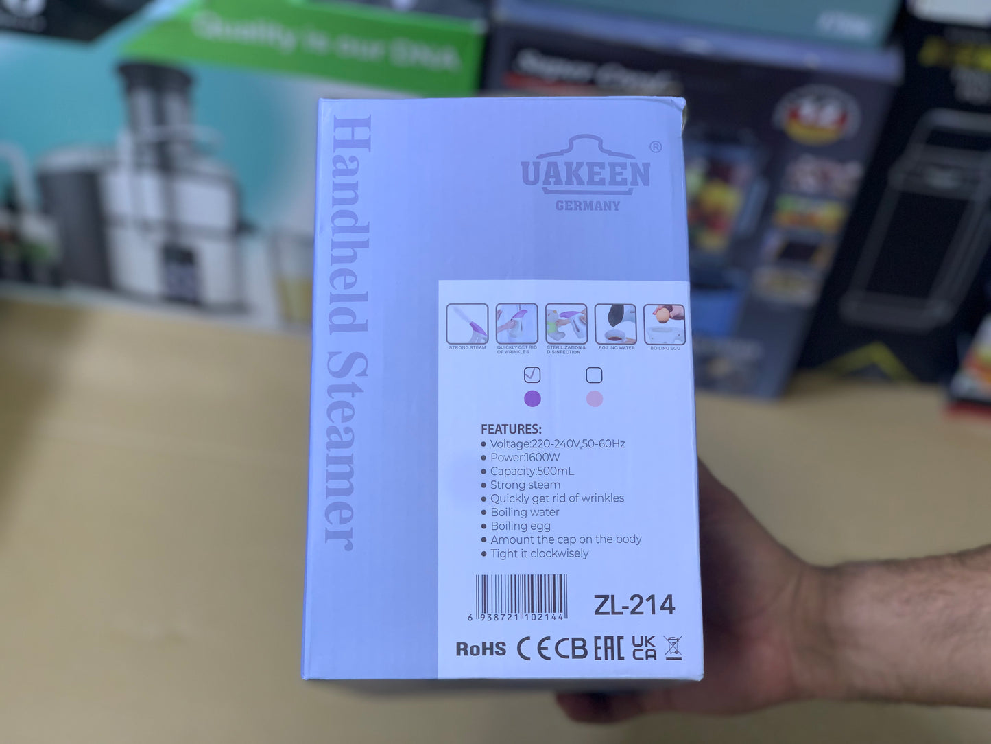 Uakeen Germany 2in1 Handheld Steamer and Kettle 250ml and 1200 watt|Model:ZL-214