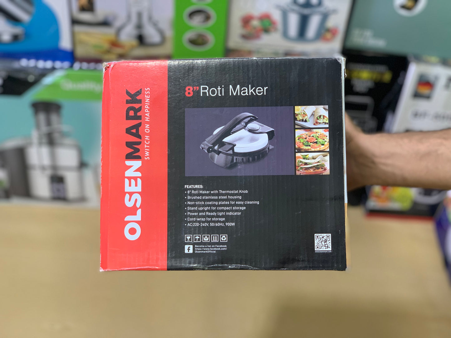 Olsen Mark 8cm Roti Maker 900 watt Nonstick double plate High quality