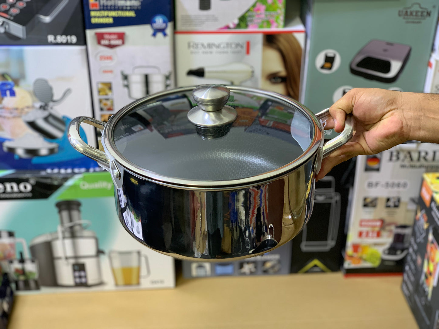 Laser Coating Honeycomb Pattern Deep Casseroles Set