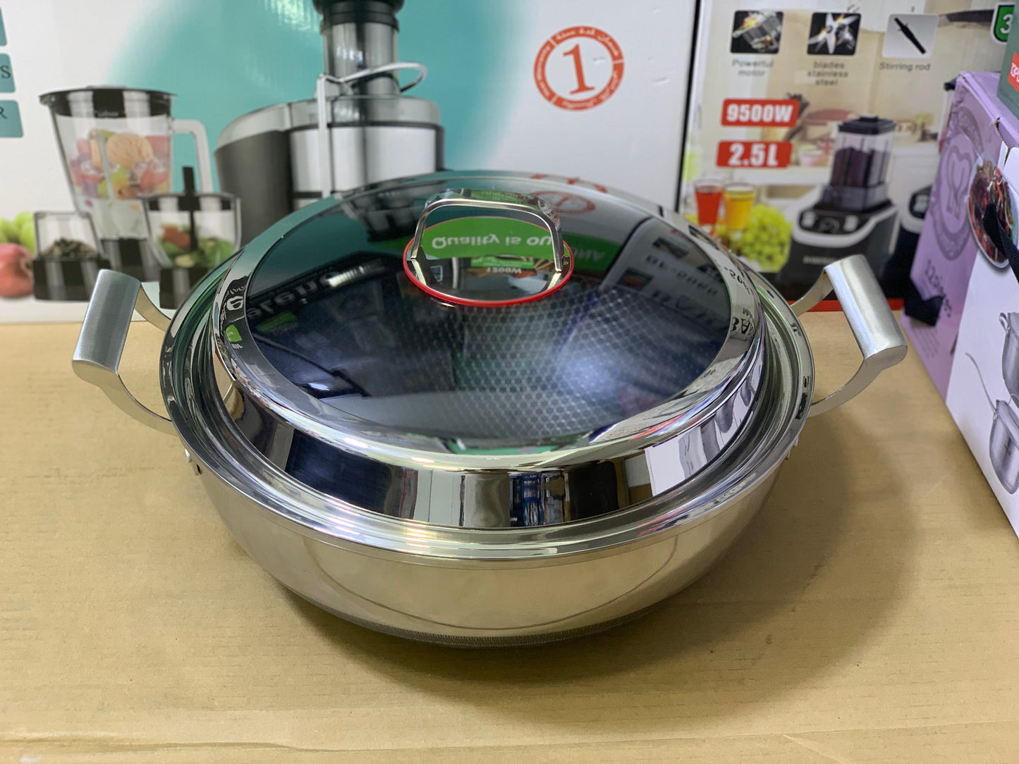 Laser Coated Honeycomb Pattern Deep Handi/Karahi stainless steel