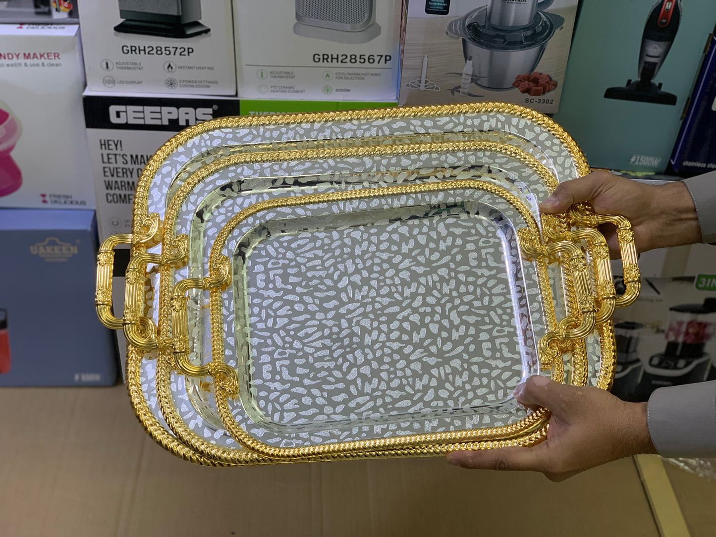 Stylish design Serving tray stainless steel | 3 Pieces