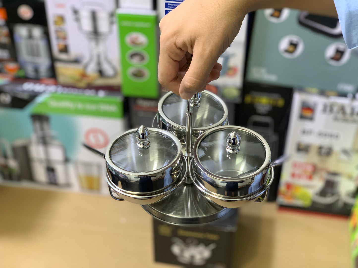 Seasoning Tank 9cm pot Stainless steel with tea Spoon | Spice Rack