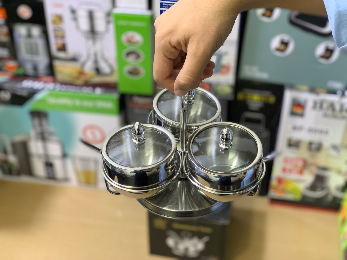 Seasoning Tank 9cm pot Stainless steel with tea Spoon | Spice Rack