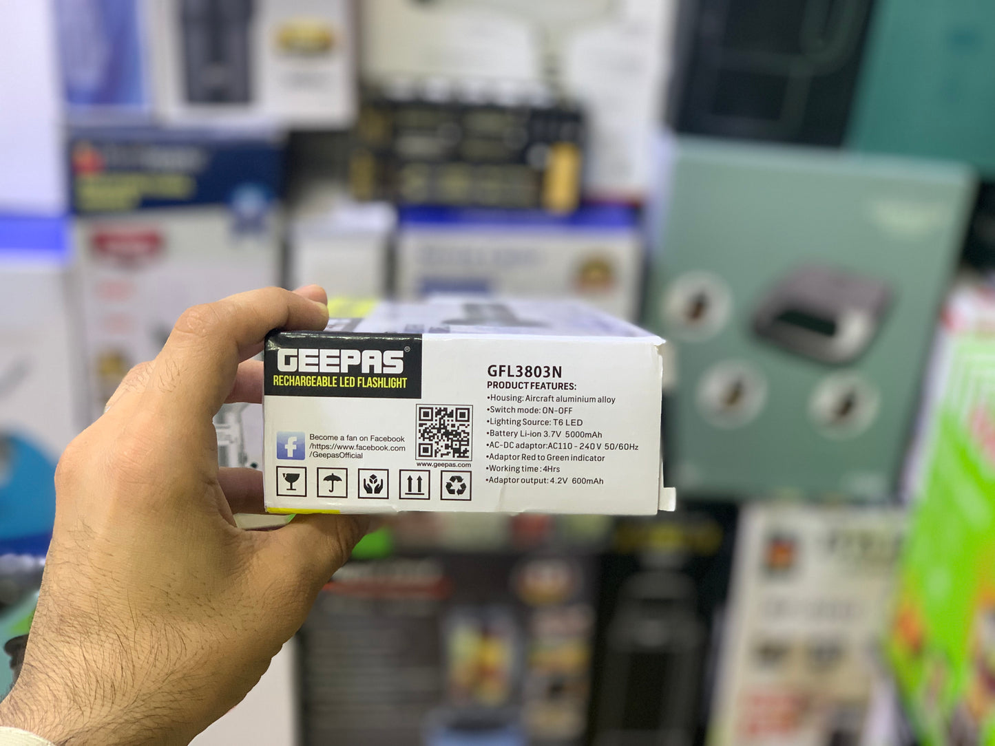 Geepas Brand LED Flashlight Rechargeable 4Hrs Battery working time| Model :G3803N