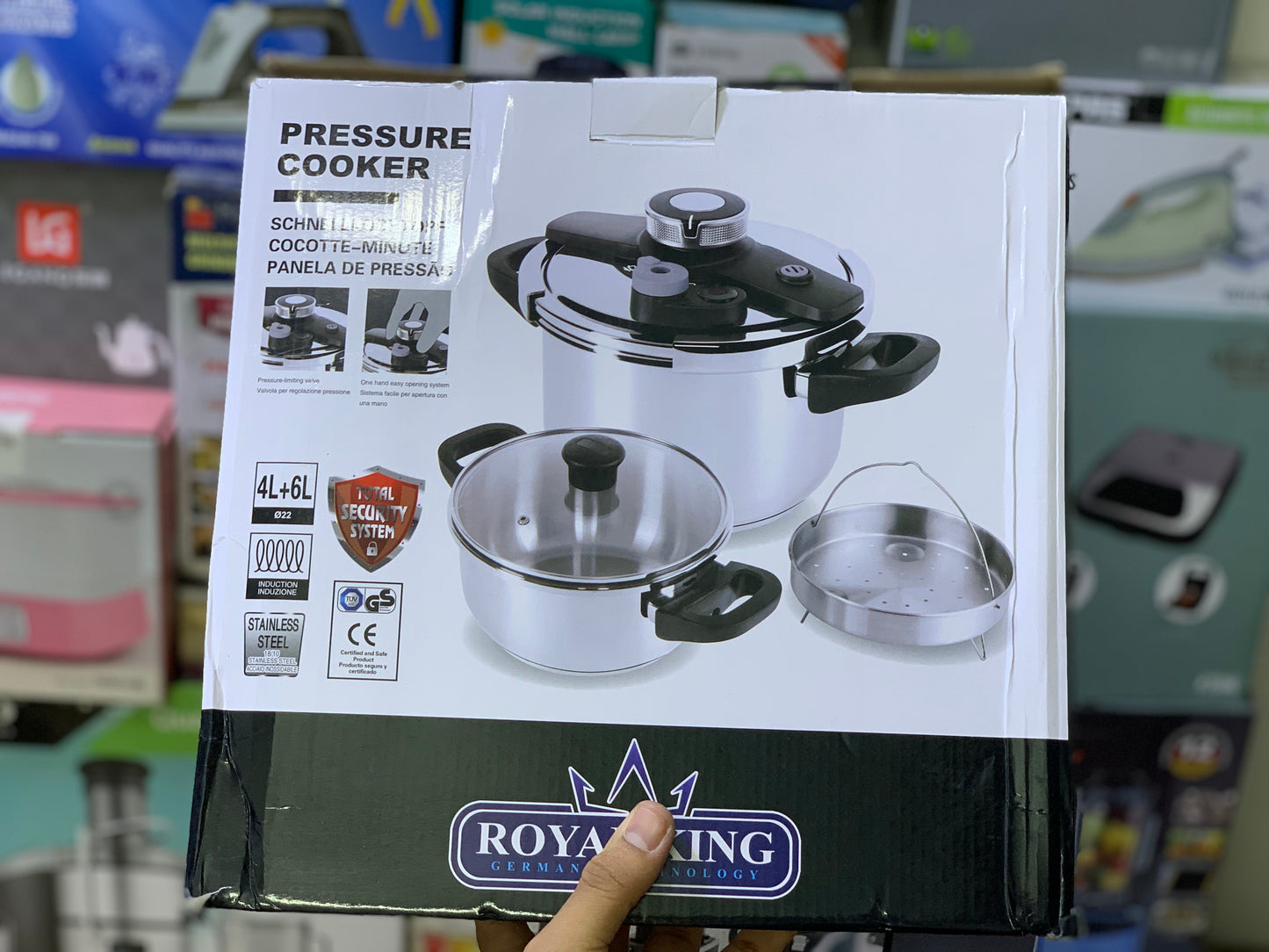 Royal King Pressure Cooker 4L and 6L stainless steel Easy lock and unlock | Advance Safety |