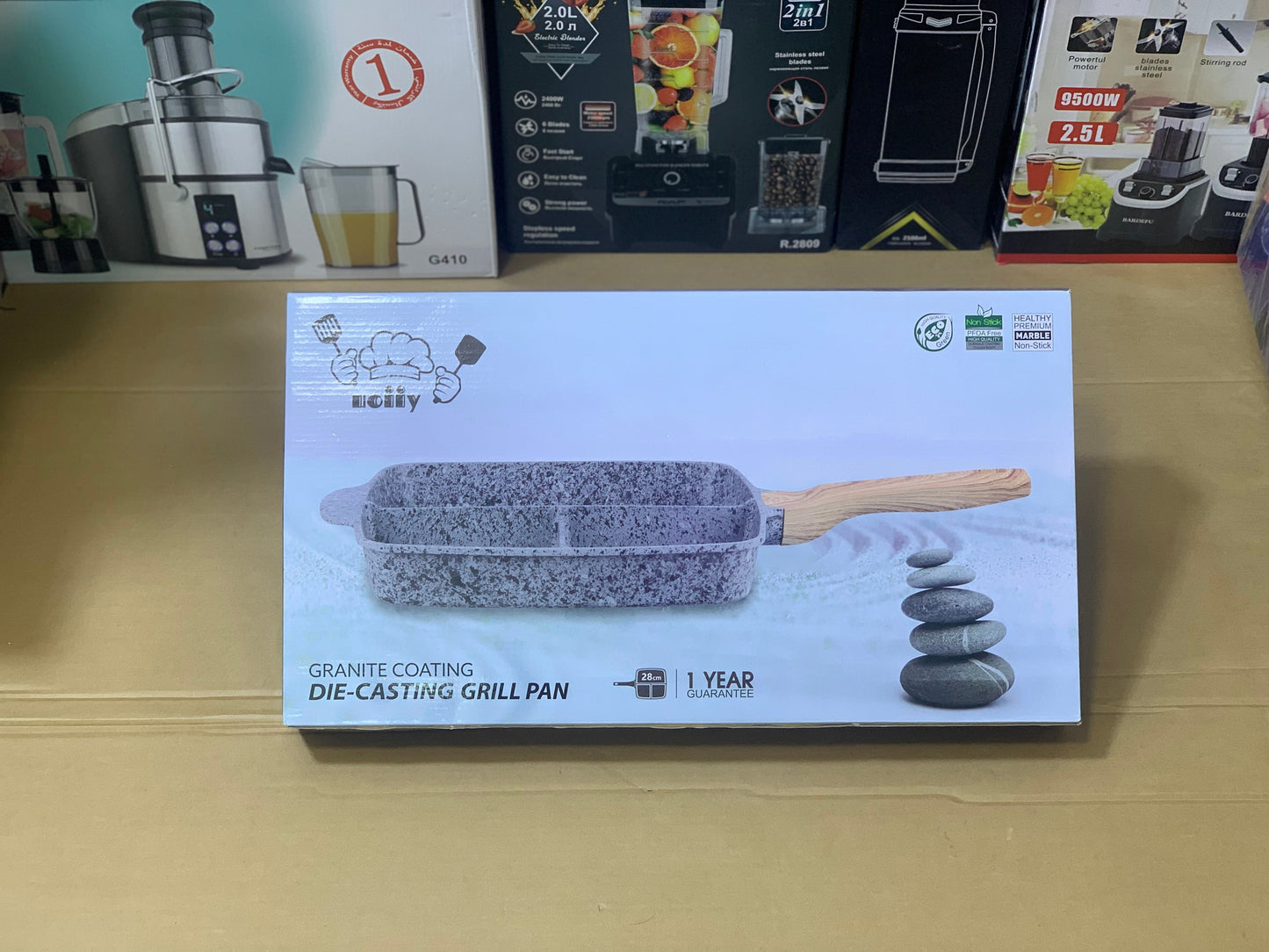Uiioy Brand Granite Coating Die-Casting Grill Pan 28cm Pure Nonstick