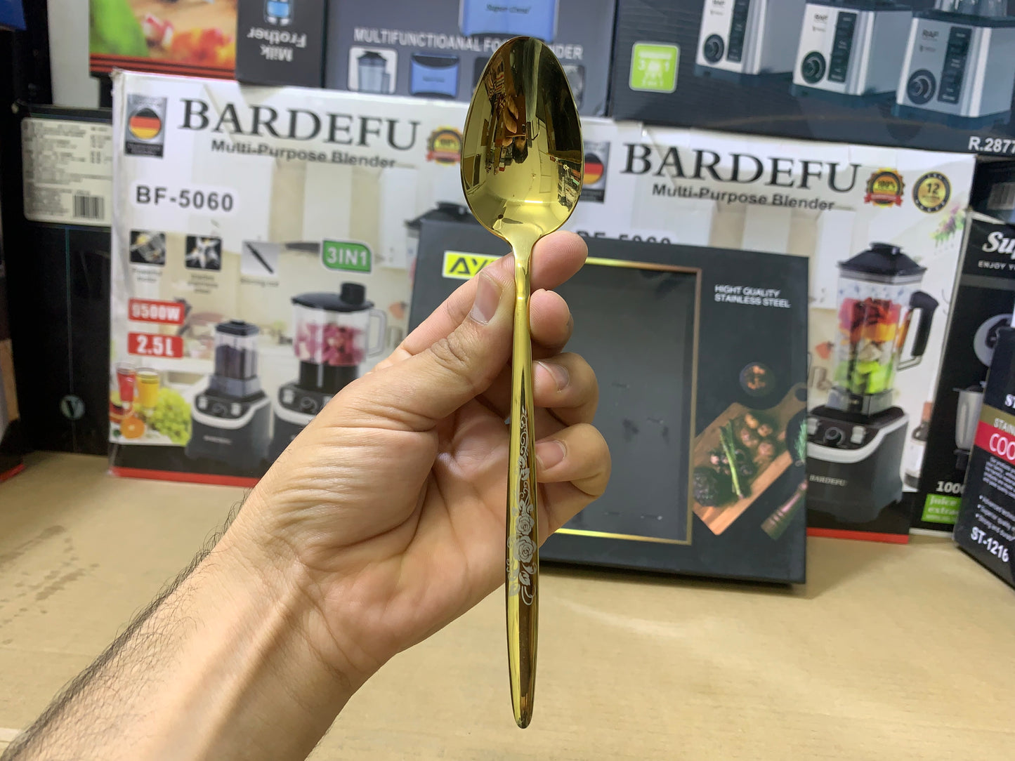 AYD Brand 24 Pieces Golden Cutlery Set Flower design | Stainless Steel