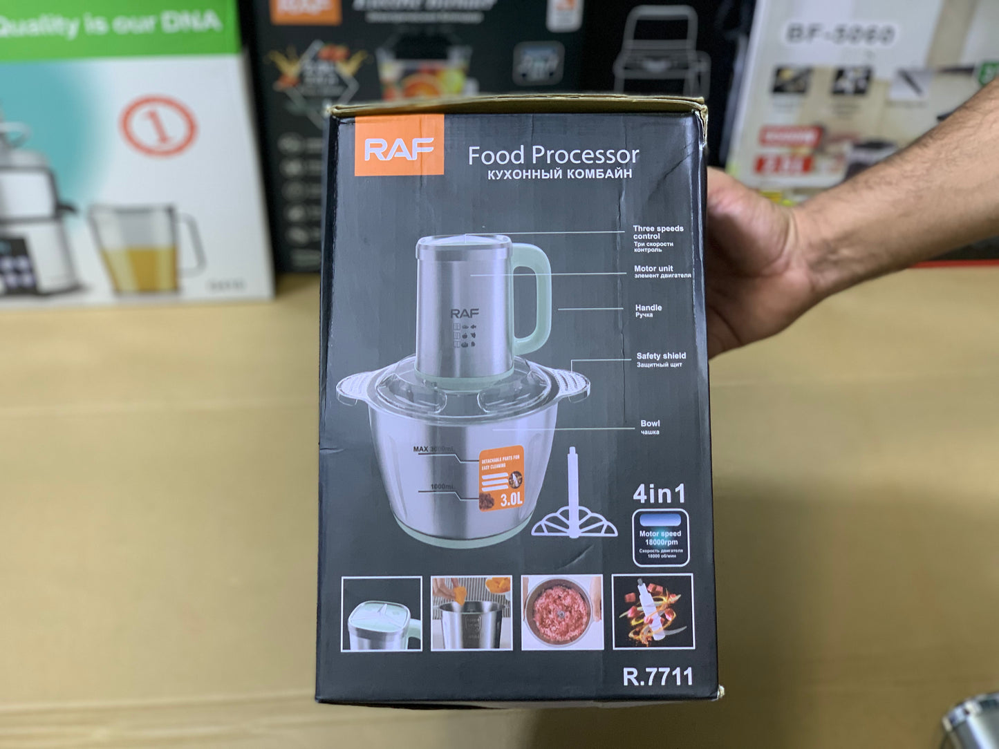 Raf Brand Multifunctional 4 in 1 Food Chopper 3L and 1200 watt Stainless Steel Bowl and Blades