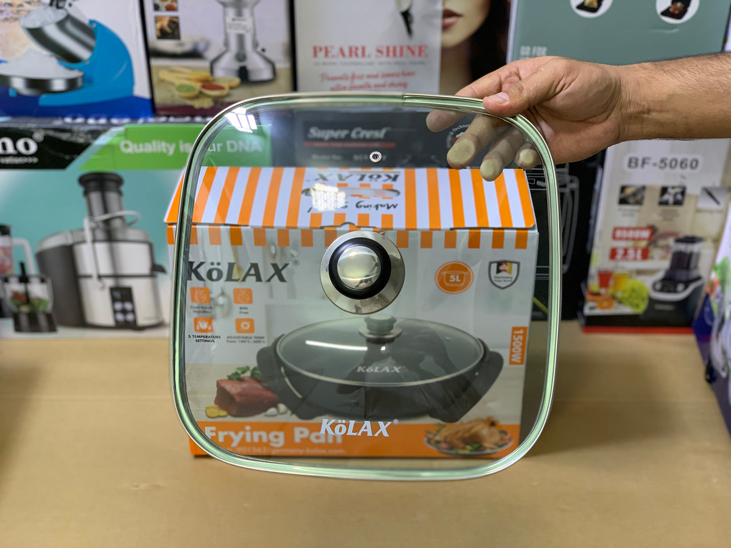 Kolax Electric Frying Pan 1500 watt and 5L Nonstick cool-touch Handle