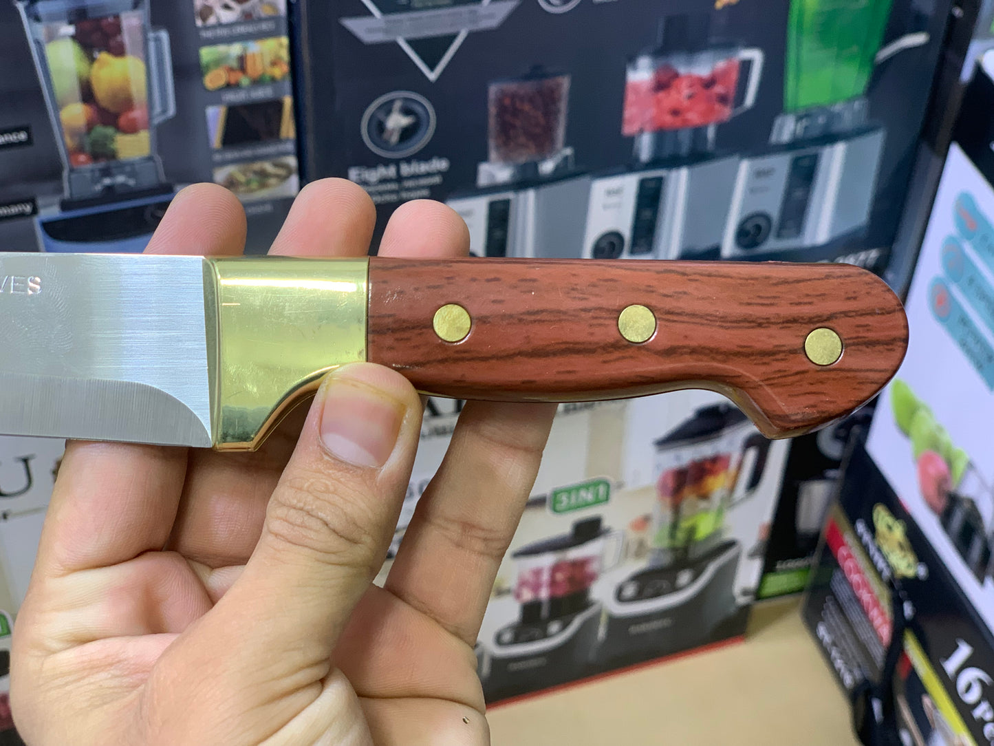 Zk Single knife Golden and wooden Handle | Stainless Steel