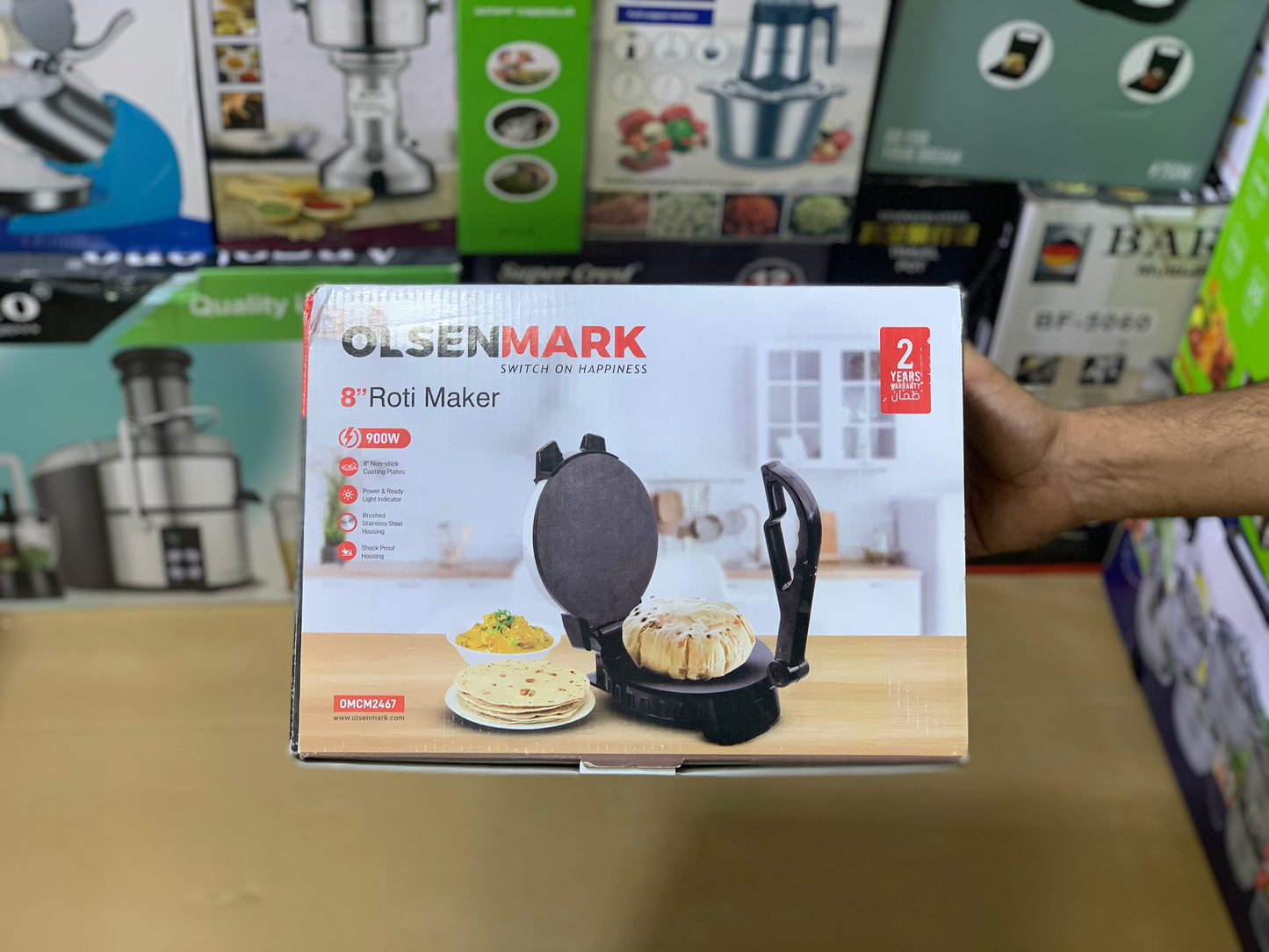 Olsen Mark 8cm Roti Maker 900 watt Nonstick double plate High quality