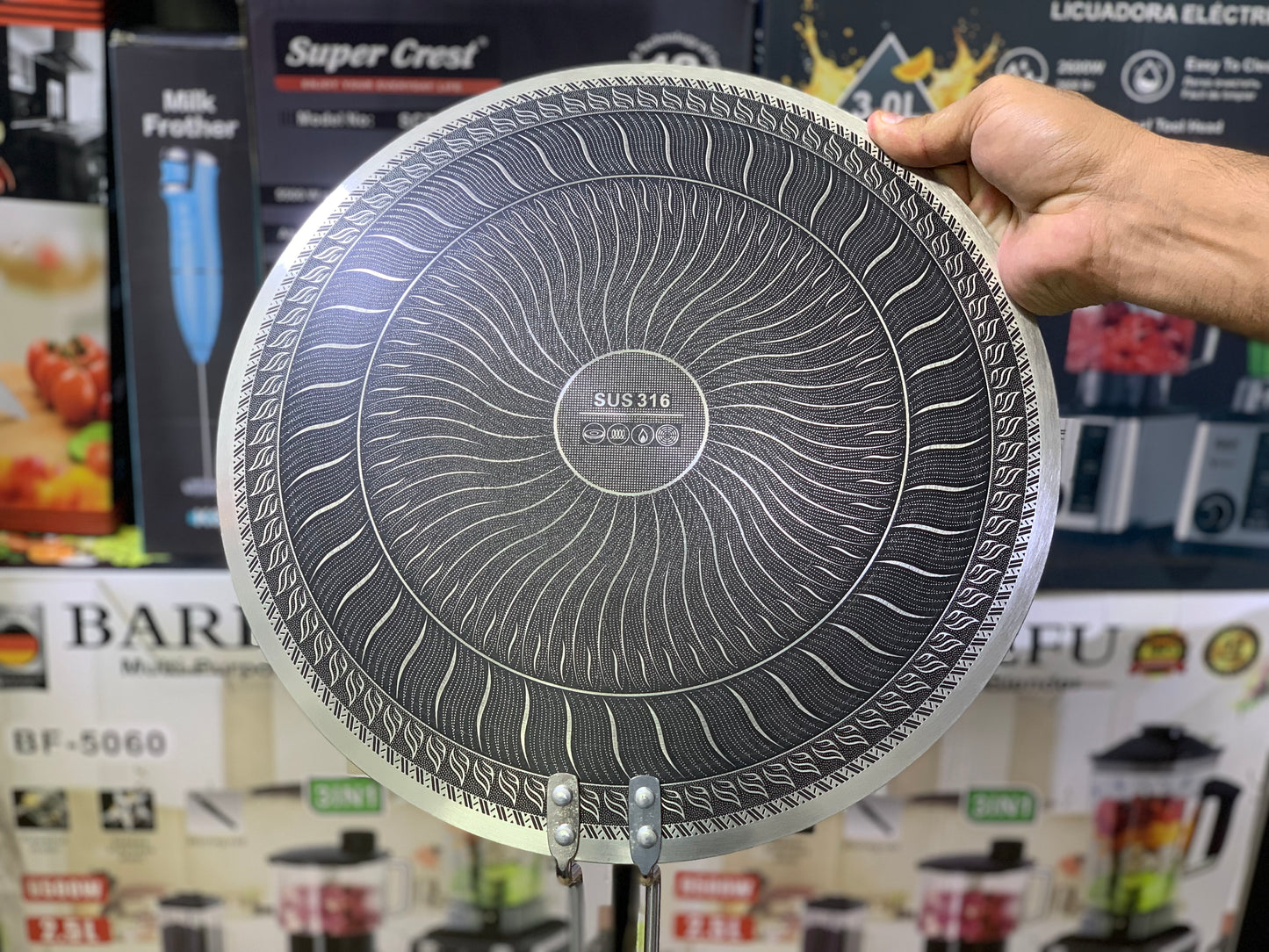 Laser Coating Tawa With Long Handles | SUS 316 Stainless Steel