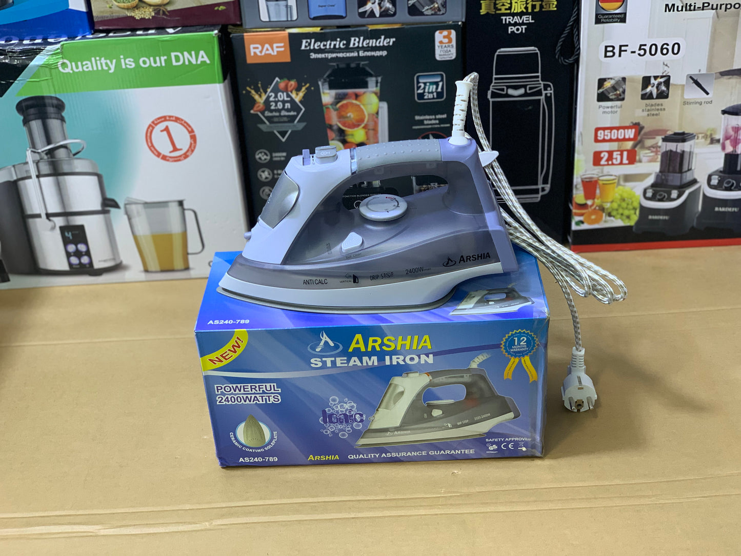 Arshia Brand Steam Iron AS240-789 | 2400 watt Nonstick Plate