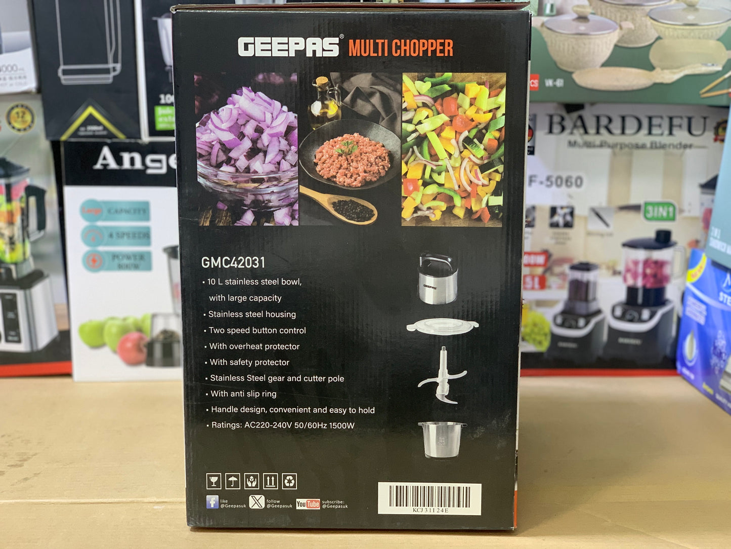 Geepas commercial multi Chopper | 1500watt and 10 LTR Stainless Steel Gears