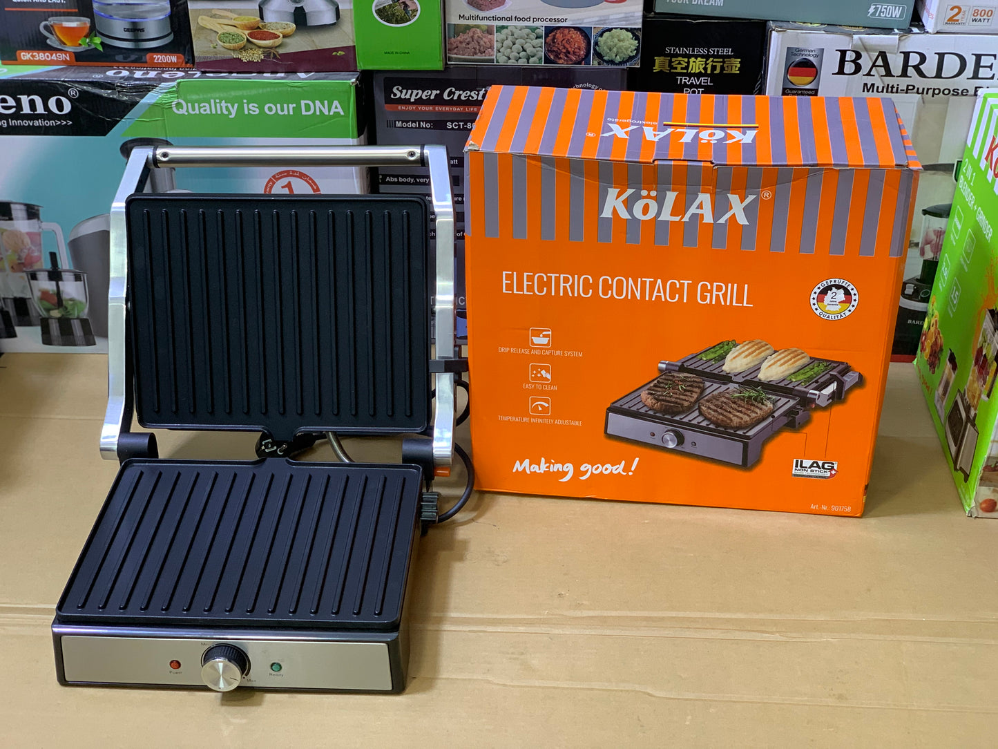 Kolax Brand Electric Contact Grill Maker 2200 watt Nonstick plates