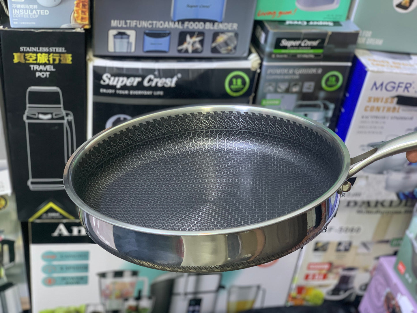 Laser coating Honeycomb pattern shallow Frying pan | Nonstick and stainless steel