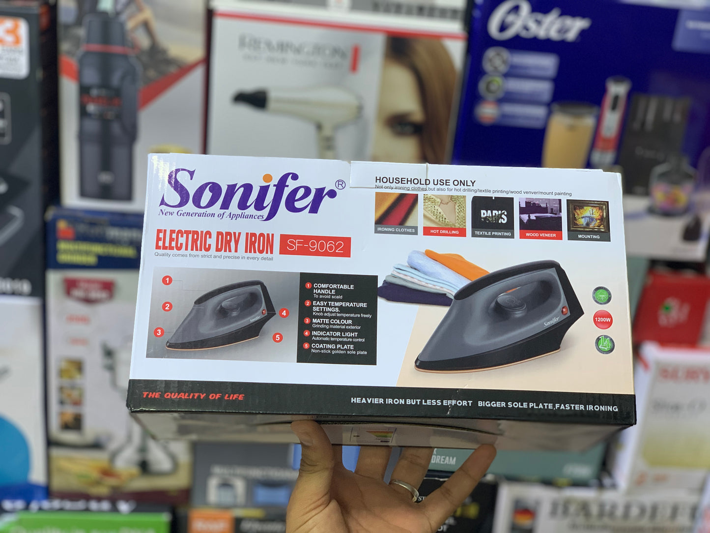 Sonifer Electric Dry iron SF-9062 1200w Non Stick Soleplate