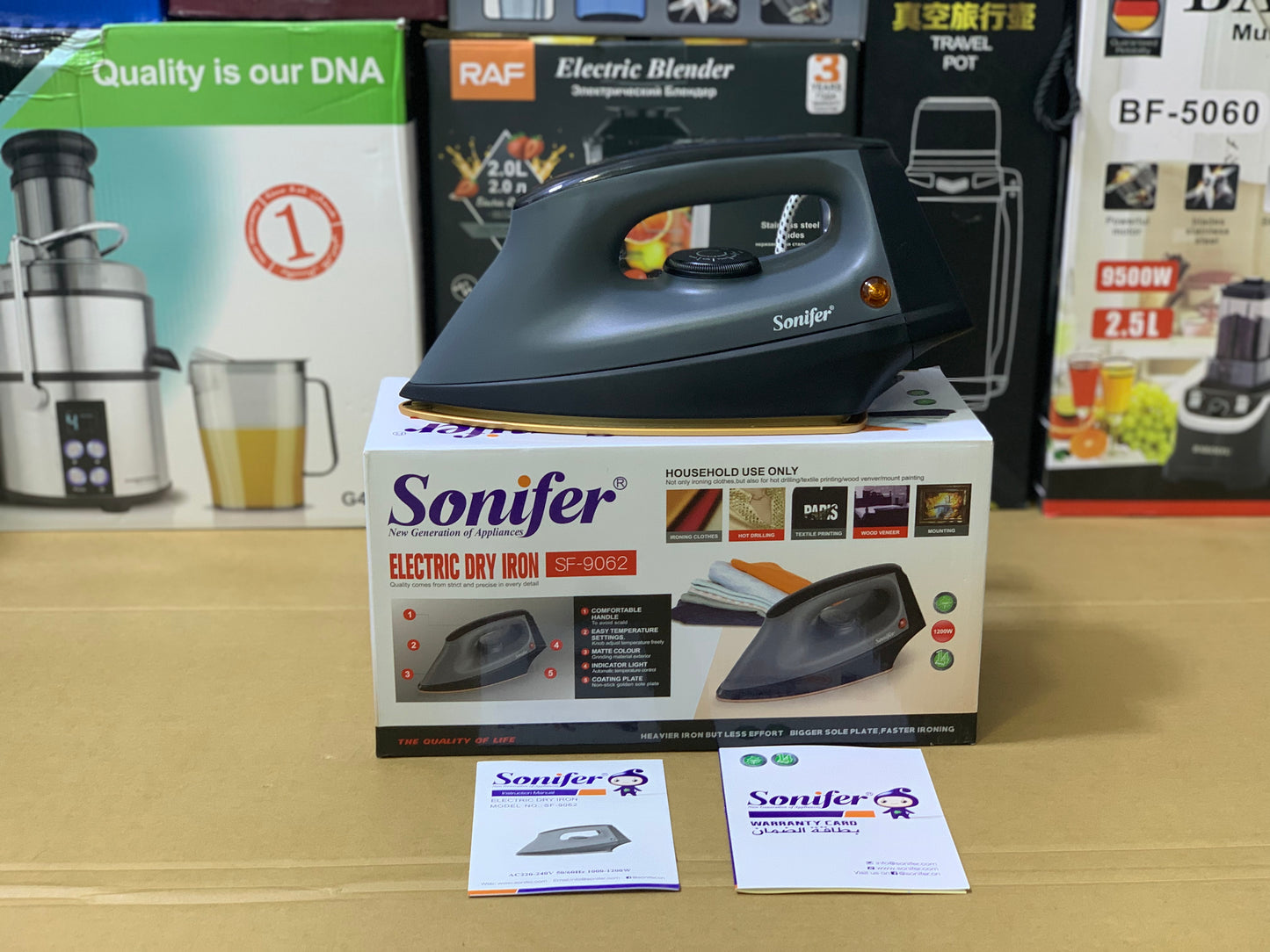 Sonifer Electric Dry iron SF-9062 1200w Non Stick Soleplate
