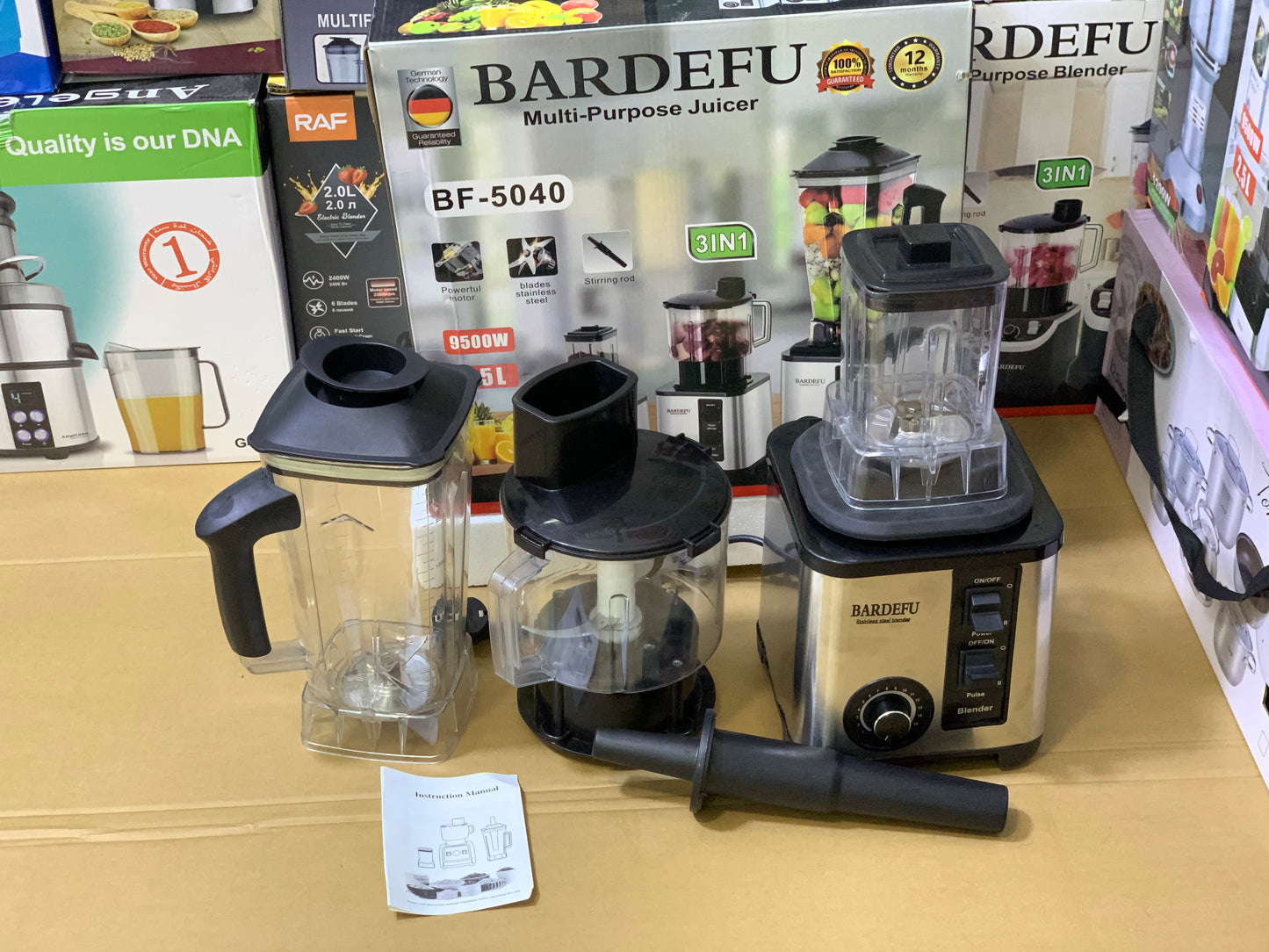 Bardefu 3 in 1 Blender , Chopper and Grinder Model: BF-5040 Copper Motor 9500w and 2.5L
