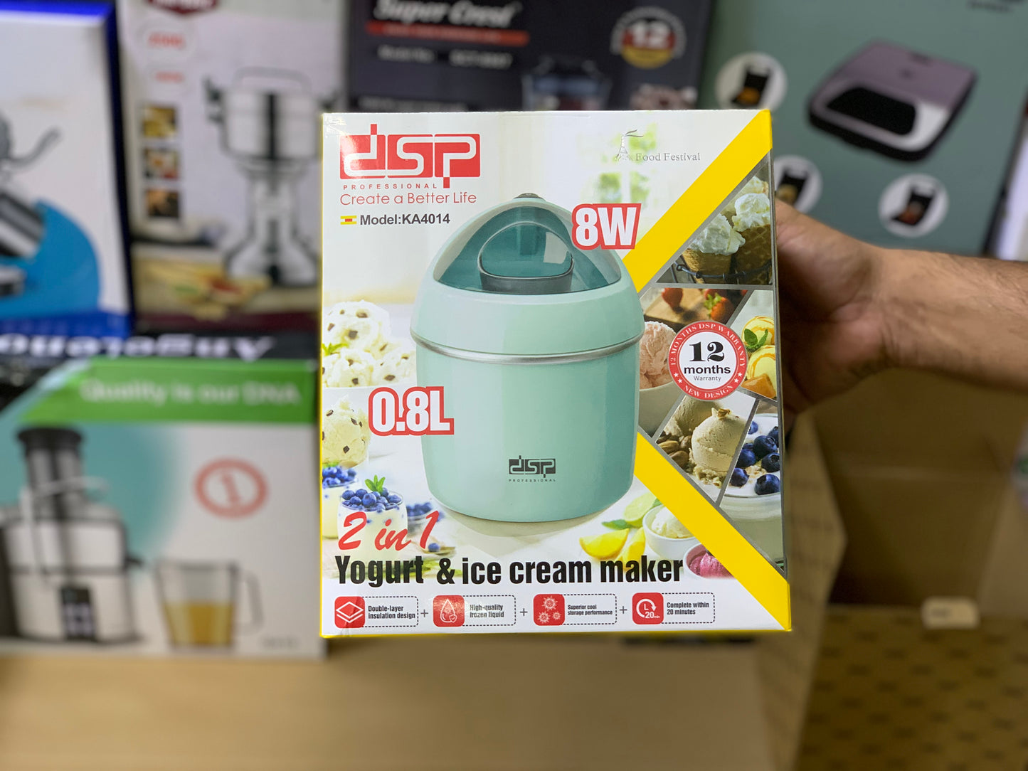 2 in 1 Yogurt and Ice Cream Maker 0.8L and 8W