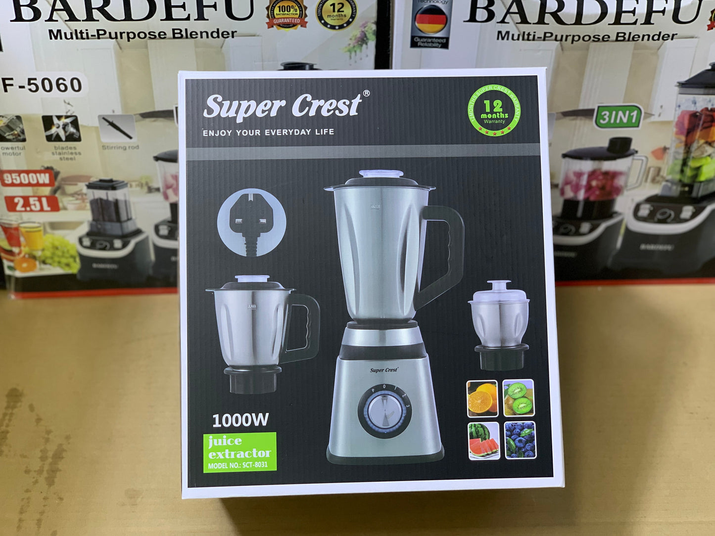 Super Crest Blender and Grinder 1000w | Juice Extractor Stainless Steel sct:8031